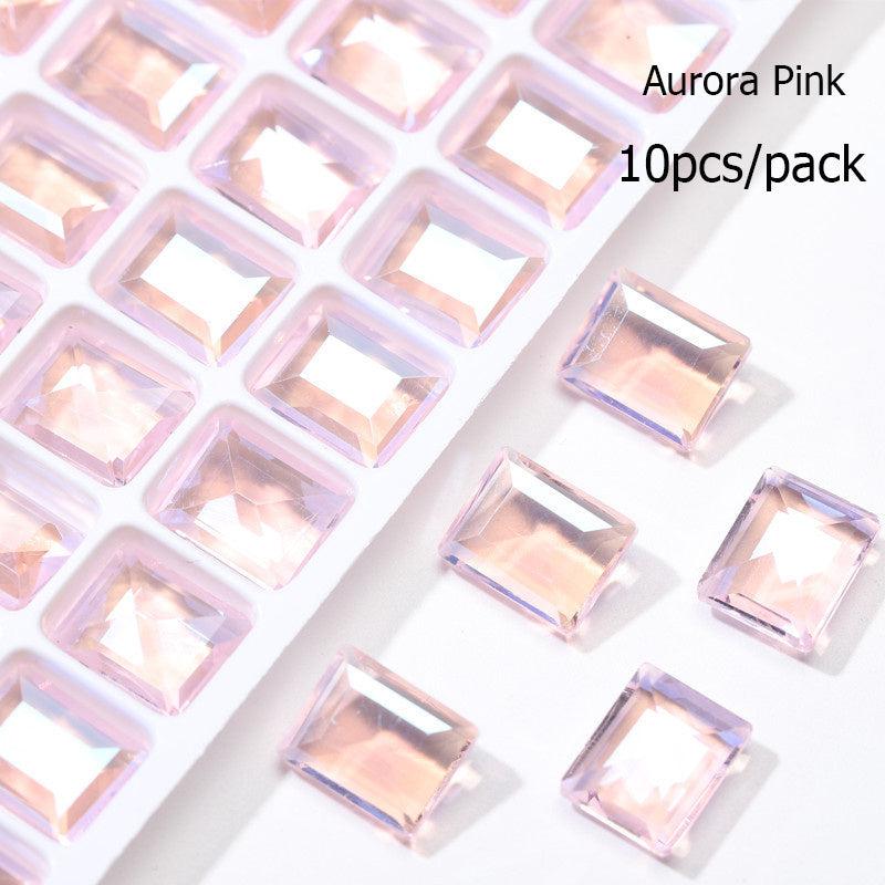 10pcs Crystal Nail Art Rhinestones Rectangel Gemstones DIY Nail Art