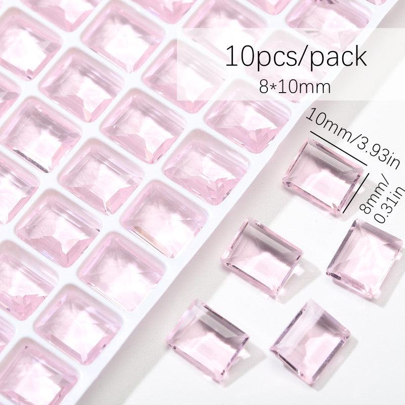 10pcs Crystal Nail Art Rhinestones Rectangel Gemstones DIY Nail Art