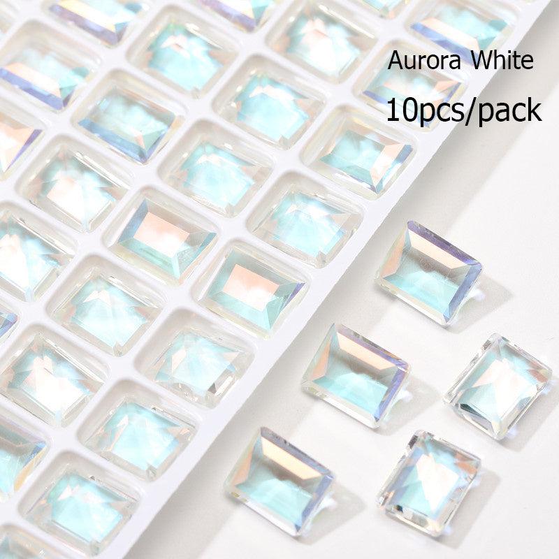 10pcs Crystal Nail Art Rhinestones Rectangel Gemstones DIY Nail Art