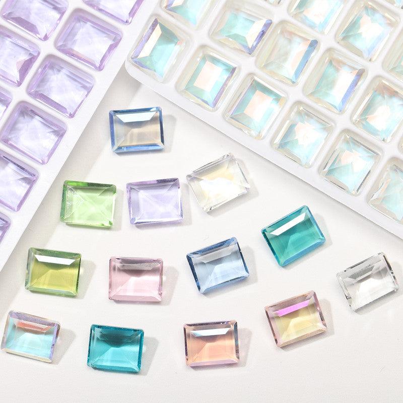 10pcs Crystal Nail Art Rhinestones Rectangel Gemstones DIY Nail Art
