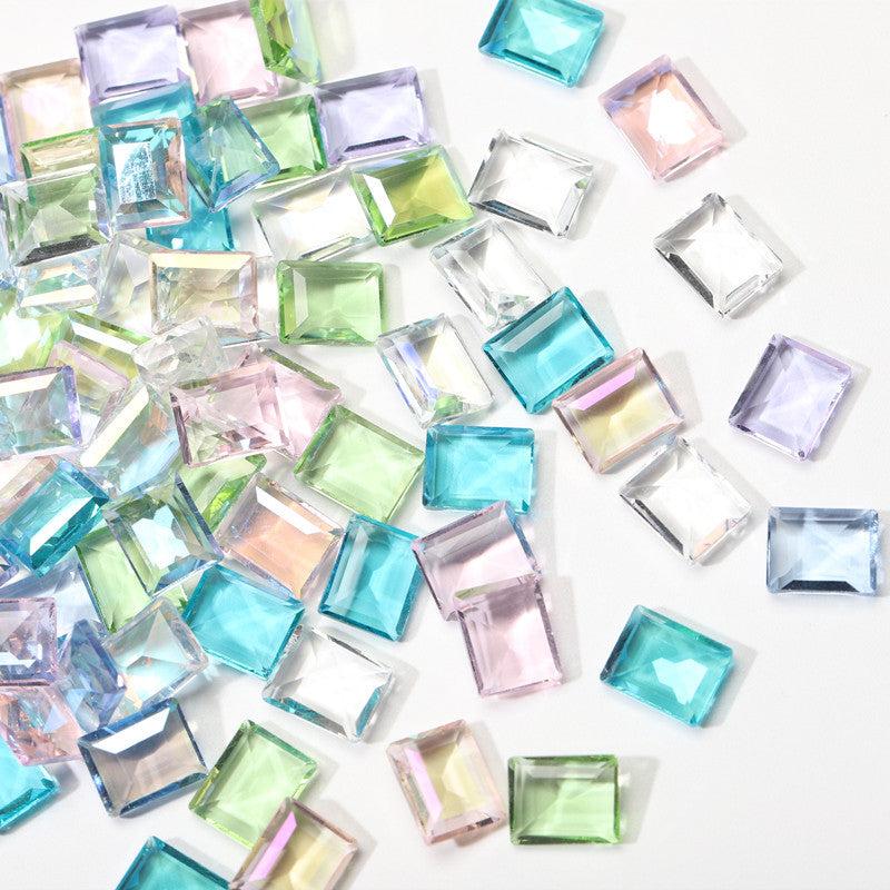 10pcs Crystal Nail Art Rhinestones Rectangel Gemstones DIY Nail Art