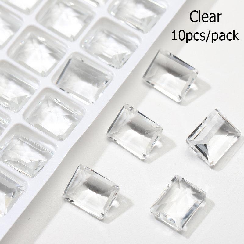 10pcs Crystal Nail Art Rhinestones Rectangel Gemstones DIY Nail Art