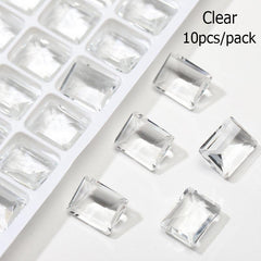 10pcs Crystal Nail Art Rhinestones Rectangel Gemstones DIY Nail Art