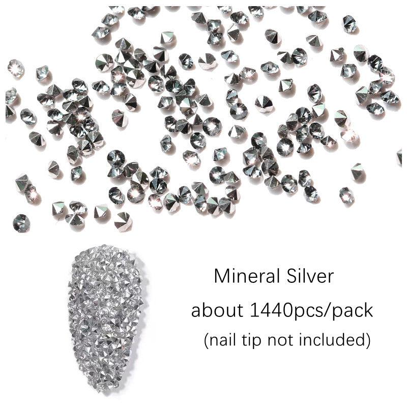 Pointed Back Nail Art Rhinestones Crystal Gemstones AB Golden Silvery