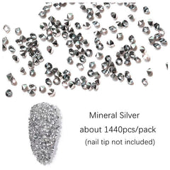 Pointed Back Nail Art Rhinestones Crystal Gemstones AB Golden Silvery