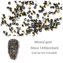 Pointed Back Nail Art Rhinestones Crystal Gemstones AB Golden Silvery