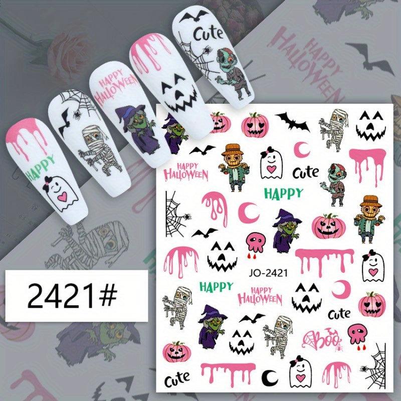 Halloween Nail Art Stickers Cartoon Designs Self Adhesive Nail Decal
