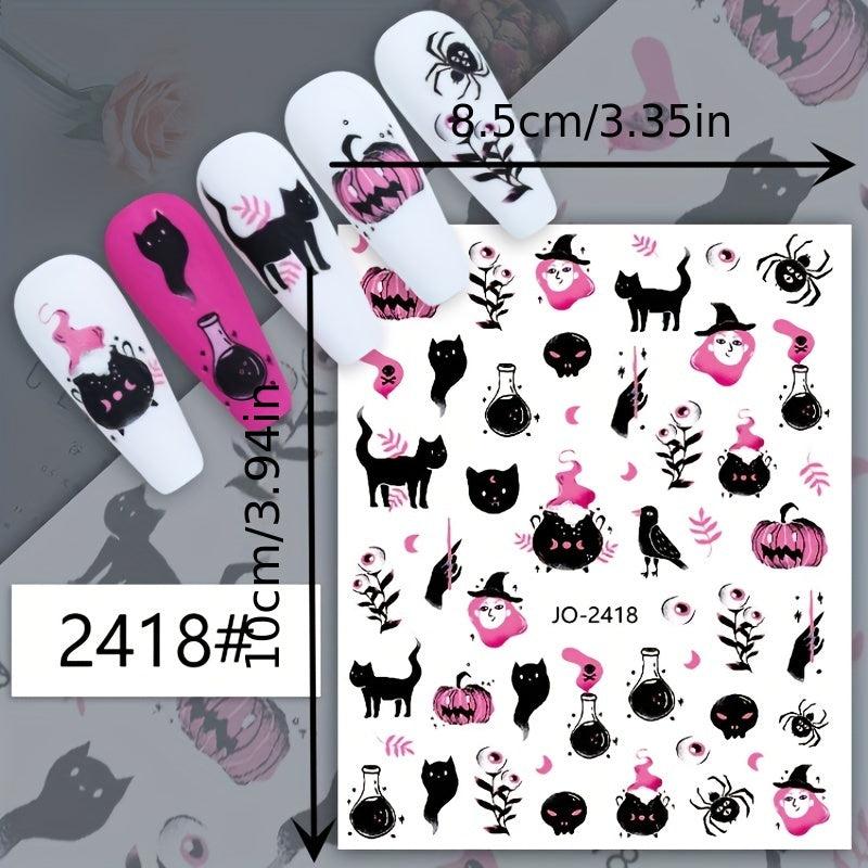 Halloween Nail Art Stickers Cartoon Designs Self Adhesive Nail Decal