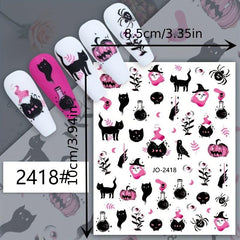 Halloween Nail Art Stickers Cartoon Designs Self Adhesive Nail Decal