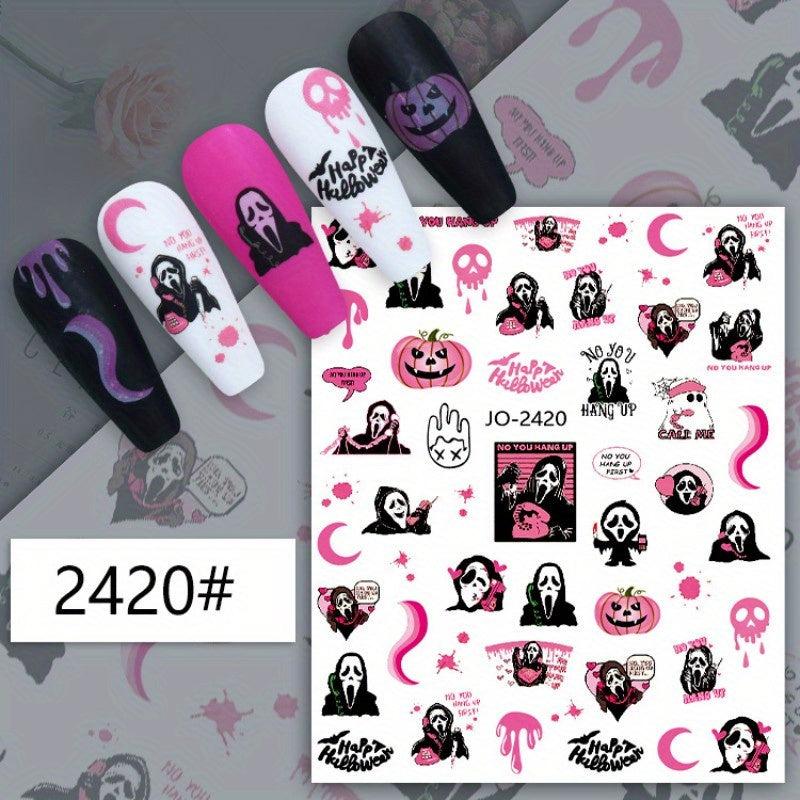 Halloween Nail Art Stickers Cartoon Designs Self Adhesive Nail Decal