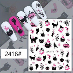 Halloween Nail Art Stickers Cartoon Designs Self Adhesive Nail Decal