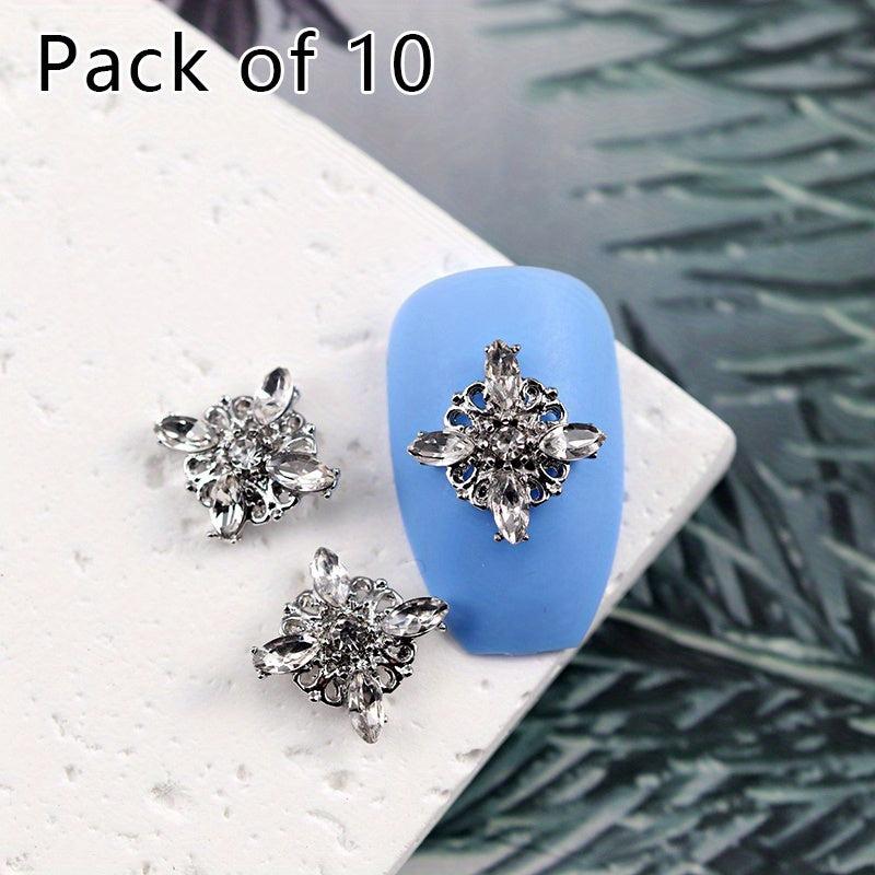 10pcs Nail Art Charms With Rhinestones Alloy Accessories