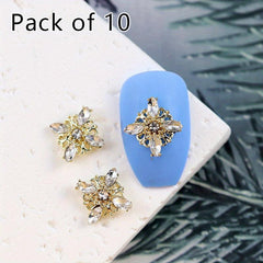 10pcs Nail Art Charms With Rhinestones Alloy Accessories