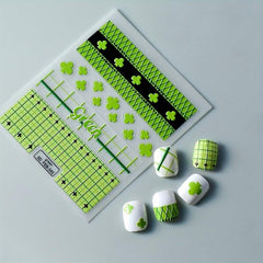 5D Embossed Green Clover Nail Art Stickers