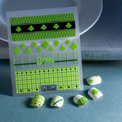 5D Embossed Green Clover Nail Art Stickers