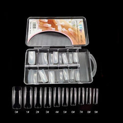 100 Pcs Clear Long Almond Gelly False Nails Tips with Cases