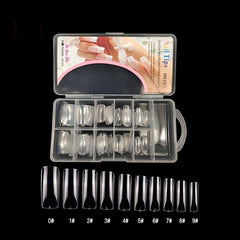 100 Pcs Clear Long Almond Gelly False Nails Tips with Cases