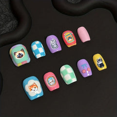 1pc 5D Embossed Cat Nail Art Stickers Self Adhesive Cartoon Cat Nail Art Decals