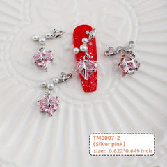 Heart Pearl Crystal Gems Nail Charms 2 Pcs
