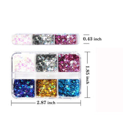 Holographic Star Nail Charms Glitter Flakes for Nail Art