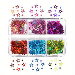 Holographic Star Nail Charms Glitter Flakes for Nail Art