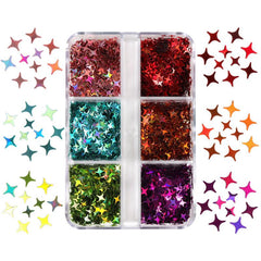 Holographic Star Nail Charms Glitter Flakes for Nail Art