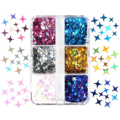 Holographic Star Nail Charms Glitter Flakes for Nail Art