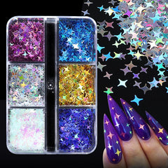 Holographic Star Nail Charms Glitter Flakes for Nail Art