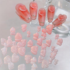 Peach Heart Nail Art Rhinestones For Nail Art Decoration