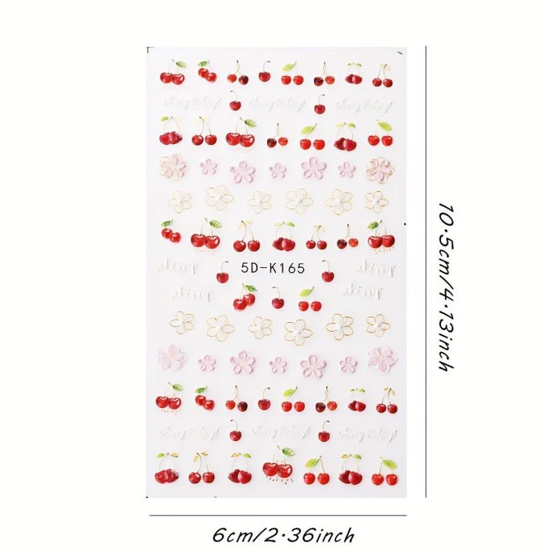 Summer Fruits Nail Stickers Embossed Self Adhesive Decals for Nail Art