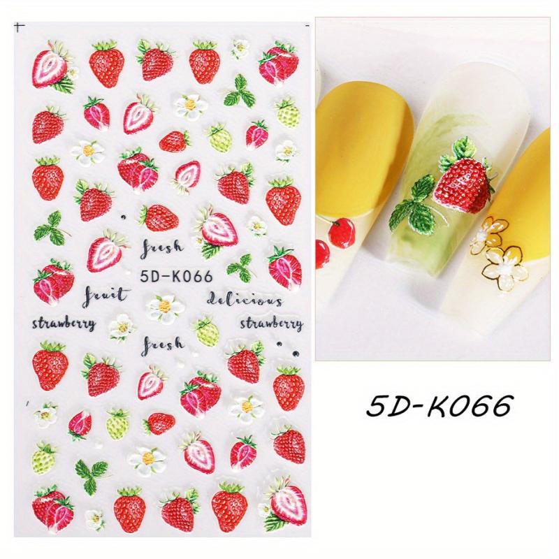 Summer Fruits Nail Stickers Embossed Self Adhesive Decals for Nail Art