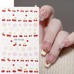 Summer Fruits Nail Stickers Embossed Self Adhesive Decals for Nail Art