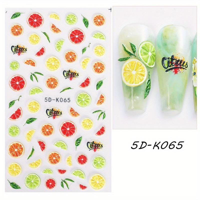 Summer Fruits Nail Stickers Embossed Self Adhesive Decals for Nail Art