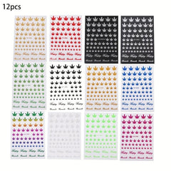 12 Piece Weed Leaf Nail Art Stickers for Manicure