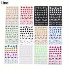 12 Piece Weed Leaf Nail Art Stickers for Manicure
