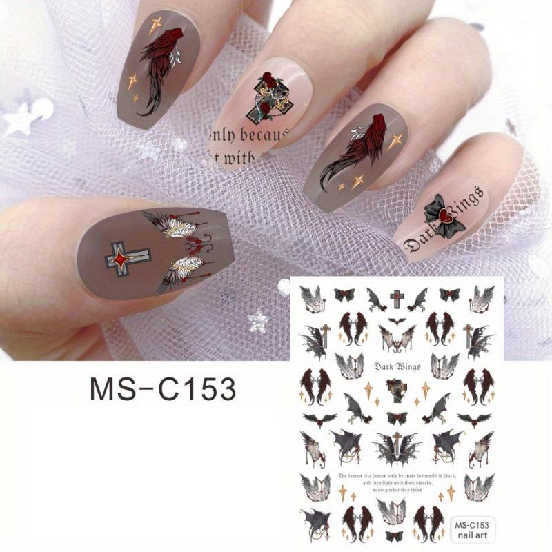 Skull Nail Art Stickers Self Adhesive Gothic Cross