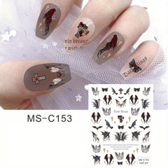 Skull Nail Art Stickers Self Adhesive Gothic Cross