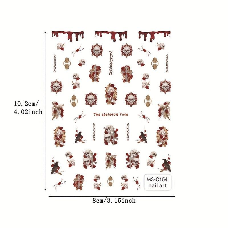 Skull Nail Art Stickers Self Adhesive Gothic Cross
