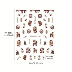 Skull Nail Art Stickers Self Adhesive Gothic Cross