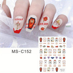 Skull Nail Art Stickers Self Adhesive Gothic Cross