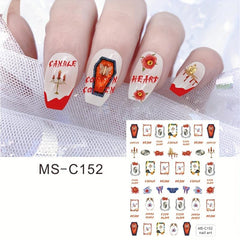 Skull Nail Art Stickers Self Adhesive Gothic Cross