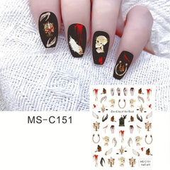 Skull Nail Art Stickers Self Adhesive Gothic Cross