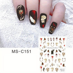 Skull Nail Art Stickers Self Adhesive Gothic Cross