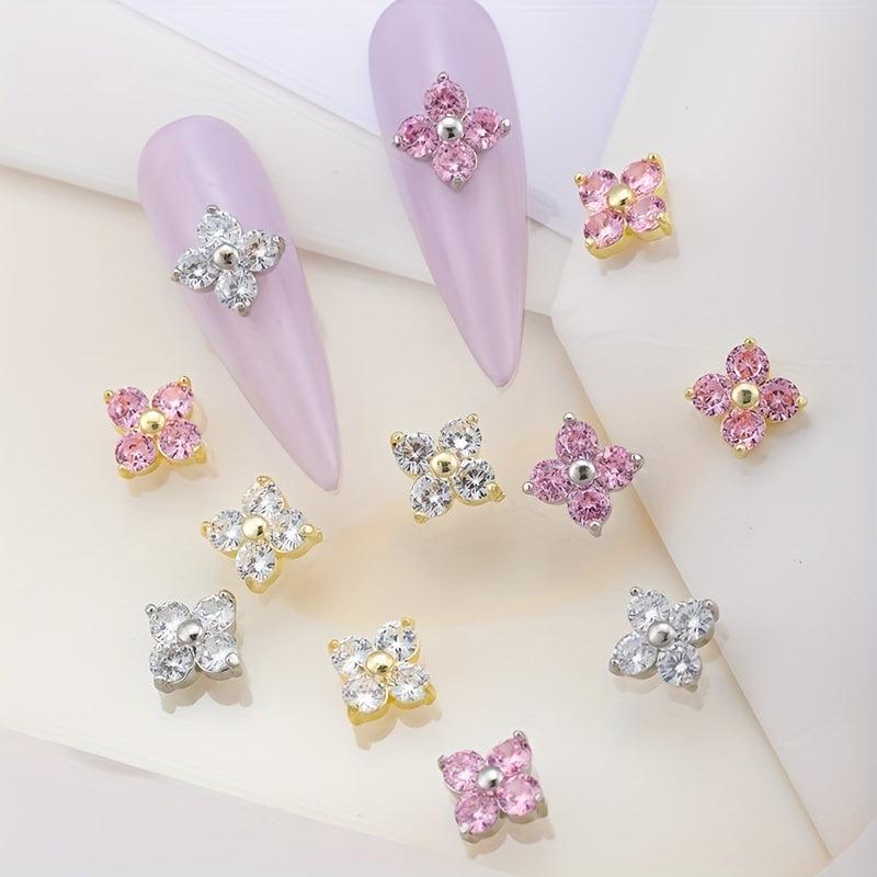 Colorful 3D Alloy Flower Nail Art Charm Decorations