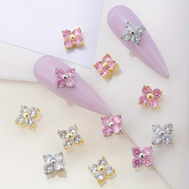 Colorful 3D Alloy Flower Nail Art Charm Decorations