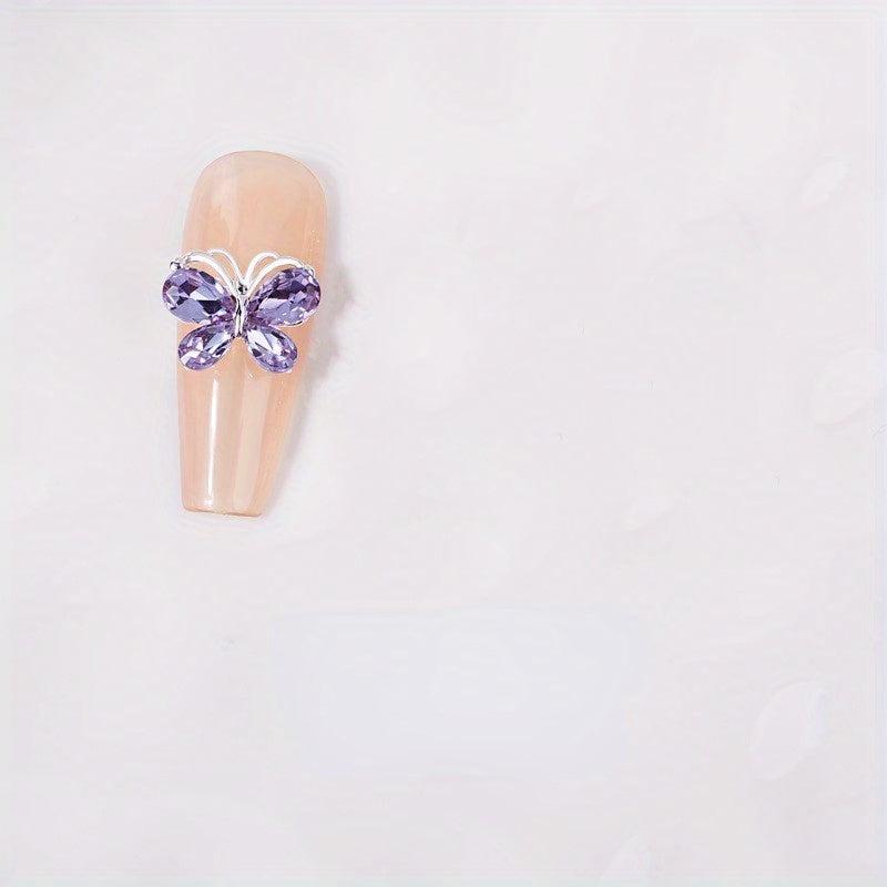 3D Butterfly Nail Charms for Acrylic Nails Metallic Butterflies Rhinestones