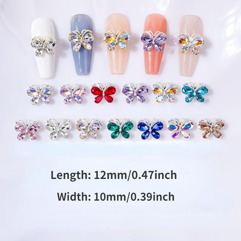 3D Butterfly Nail Charms for Acrylic Nails Metallic Butterflies Rhinestones