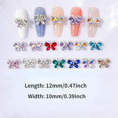 3D Butterfly Nail Charms for Acrylic Nails Metallic Butterflies Rhinestones