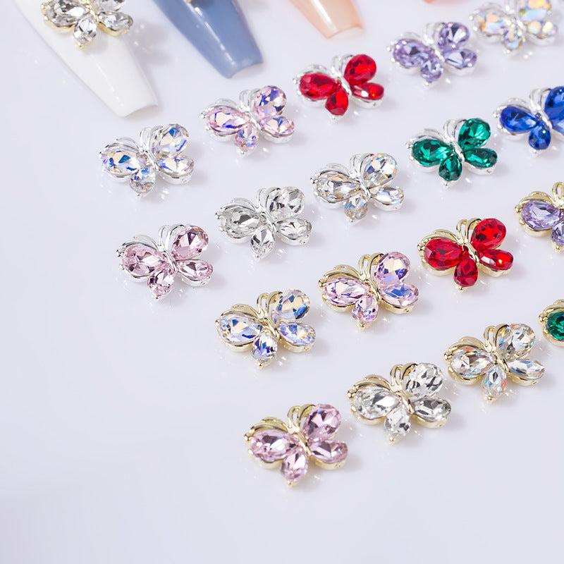 3D Butterfly Nail Charms for Acrylic Nails Metallic Butterflies Rhinestones