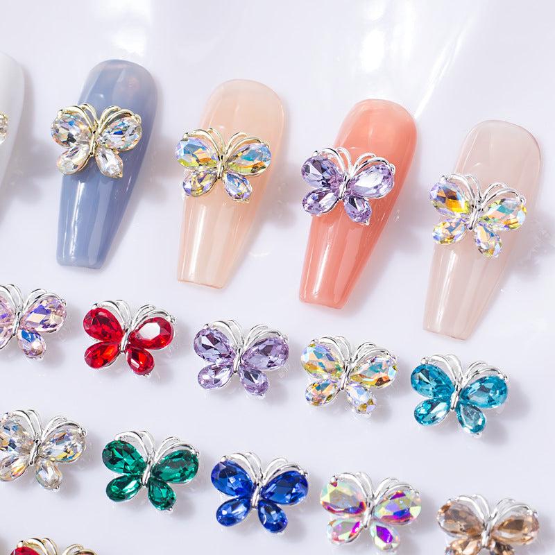 3D Butterfly Nail Charms for Acrylic Nails Metallic Butterflies Rhinestones